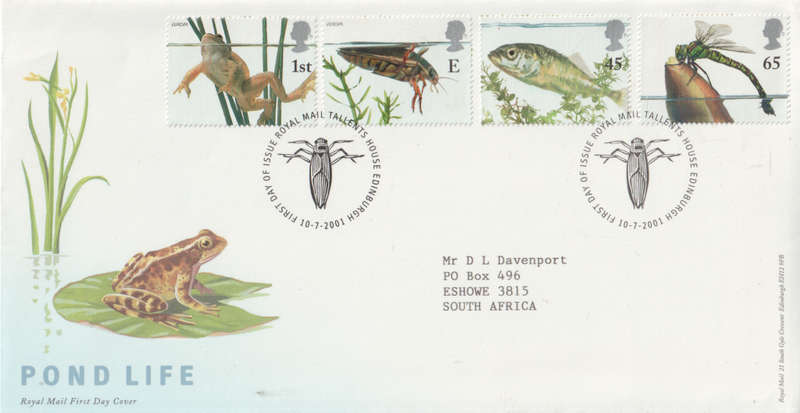 ENGLAND FDC 2001 EUROPA Stamps - Water, Treasure of Nature - Pond Life CV R114
