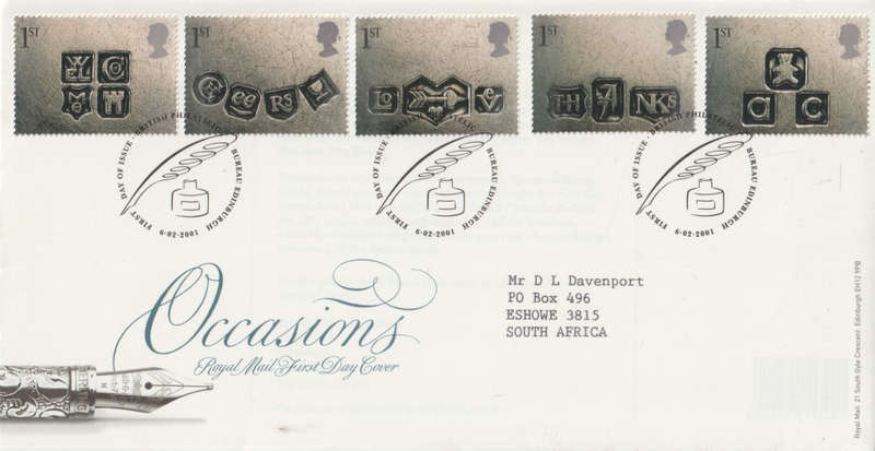 ENGLAND FDC 2001 Greeting Stamps - Larger Issue CV R114