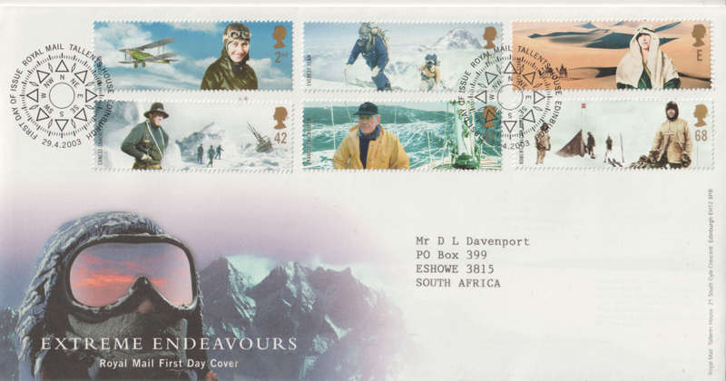ENGLAND FDC  2003 Extreme Endeavours CV R168