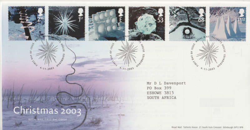 ENGLAND FDC 2003 Merry Christmas - Self-Adhesive Stamps CV R180