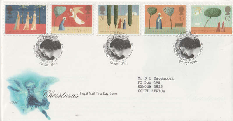 ENGLAND FDC 1996 Christmas Stamps CV R78