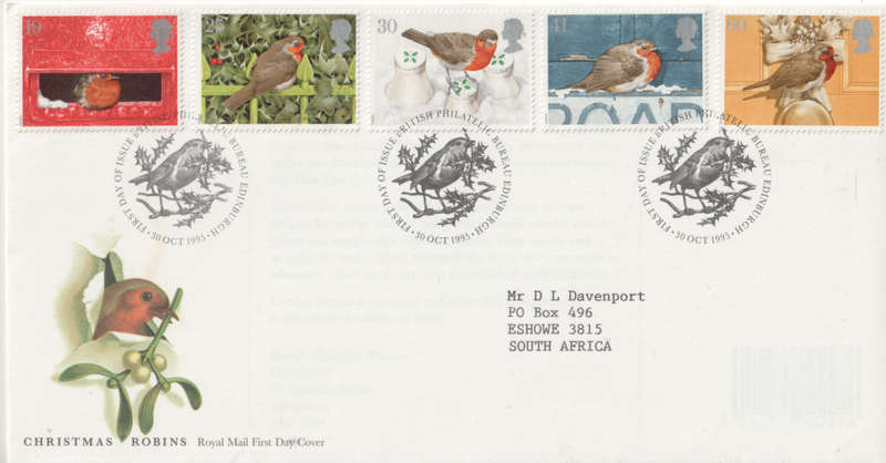ENGLAND FDC  1995 Christmas Stamps CV R66