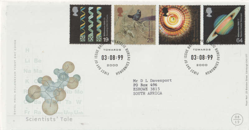 ENGLAND FDC 1999 Scientists CV R78