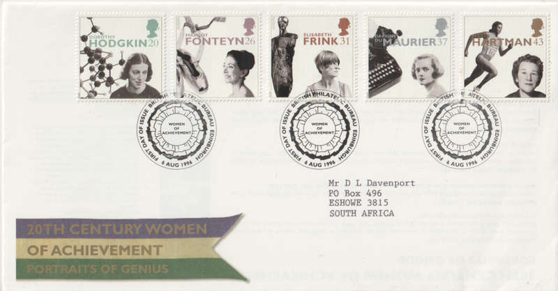 ENGLAND FDC 1996 EUROPA Stamps - The Achievements of Women of the 20th Century CV R60