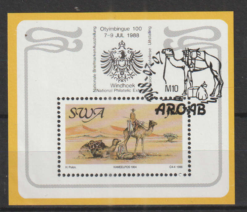 SWA 1988 The 100th Anniversary of Postal Service in South West Africa  CTO MINI SHEET