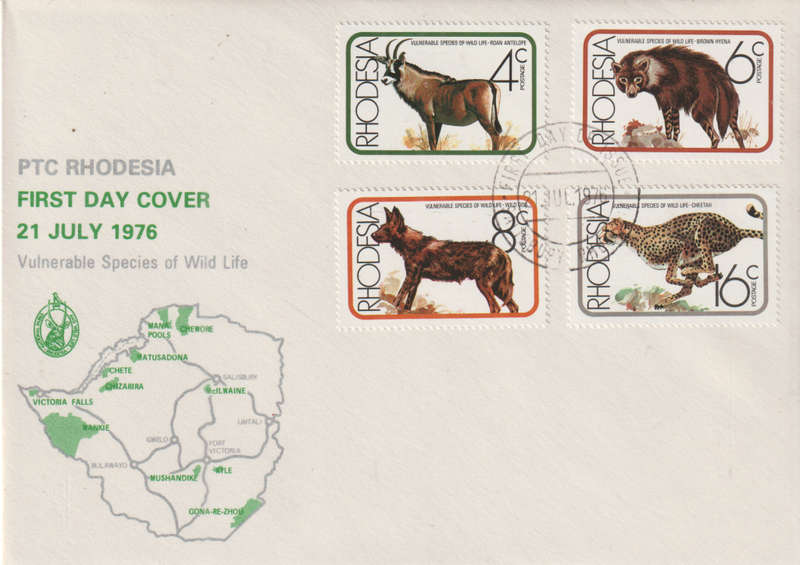 RHODESIA FDC 1976 VULNERABLE SPECIES OF WILDLIFE CLEAN COVER