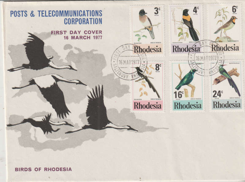 RHODESIA FDC 1977 BIRDS OF RHODESIA