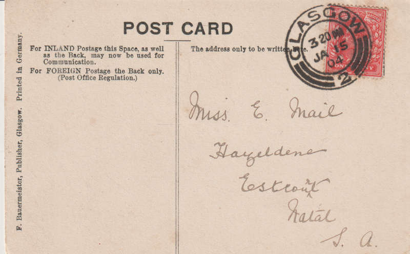 VINTAGE USED POST CARD RUCHILL HOSPITAL 1904