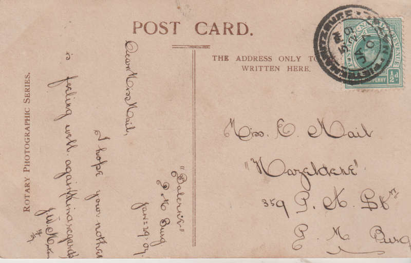 VINTAGE USED POST CARD NATAL 1907