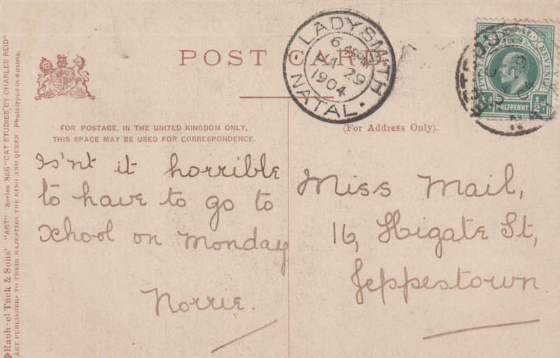 VINTAGE USED POST CARD NATAL 1904