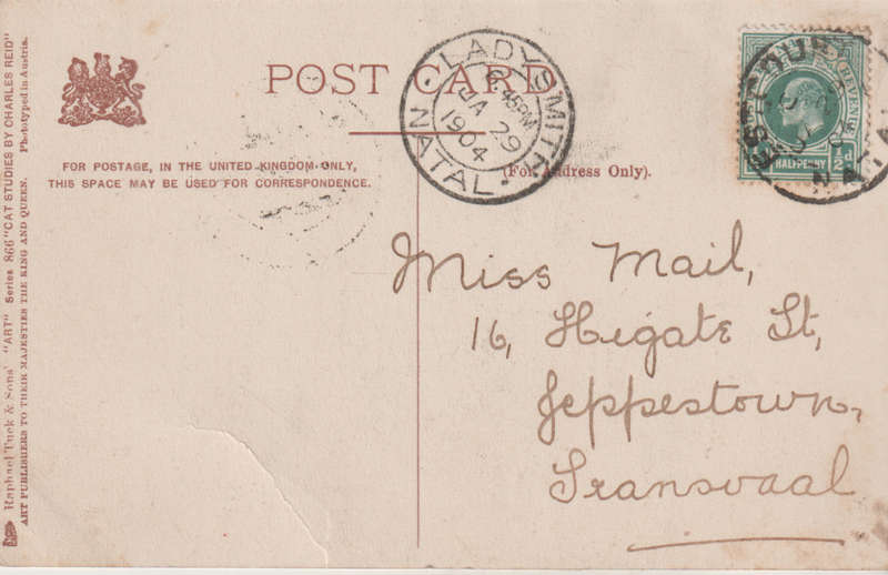 VINTAGE USED POST CARD NATAL 1904