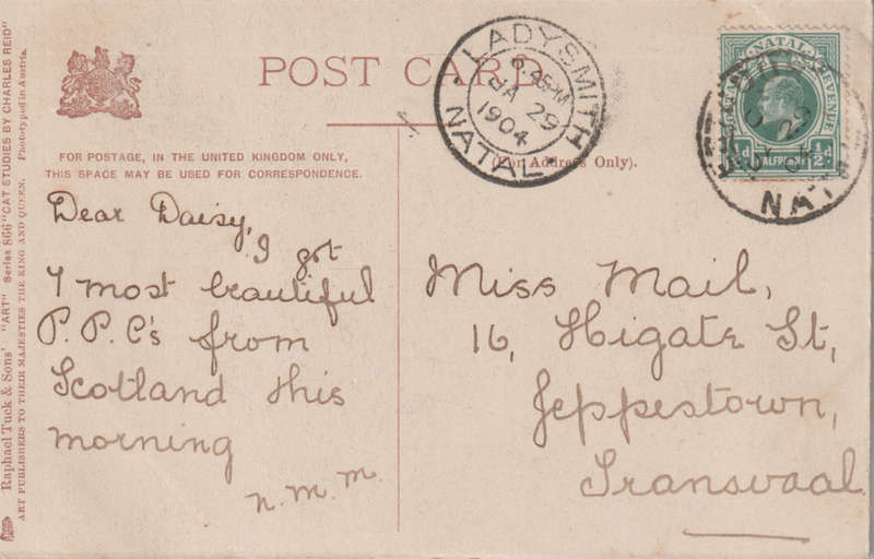 VINTAGE USED POST CARD NATAL 1904