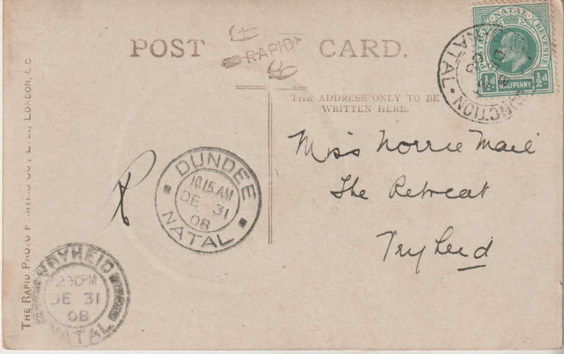 VINTAGE USED POST CARD NATAL 1908