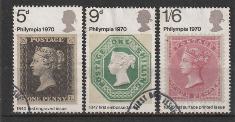 GB 1970 `Philympia` - Stamp Exhibition, London UNH SG 835-7