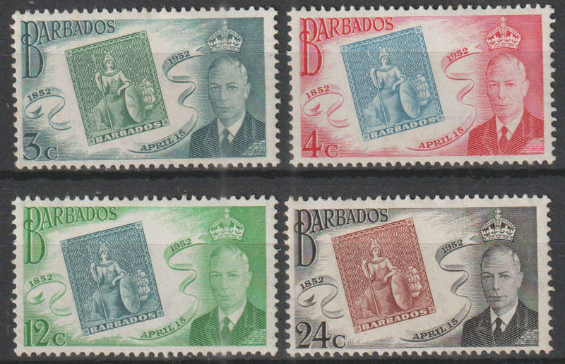 BARBADOS 1952 The 100th Anniversary of Barbados Stamps MM SG 285-8