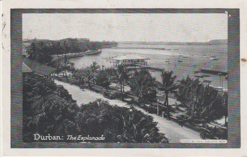 RARE PRE PAID USED POST CARD DURBAN ESPLANADE 1927