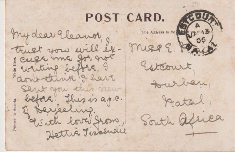 USED POST CARD INDIA 1906