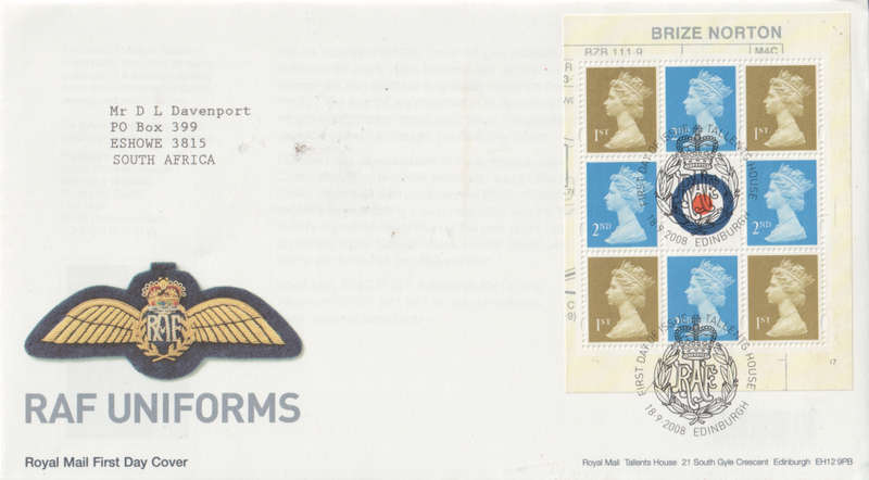 GB FDC 2008 RAF UNIFORMS DX42 SCARCE ITEM