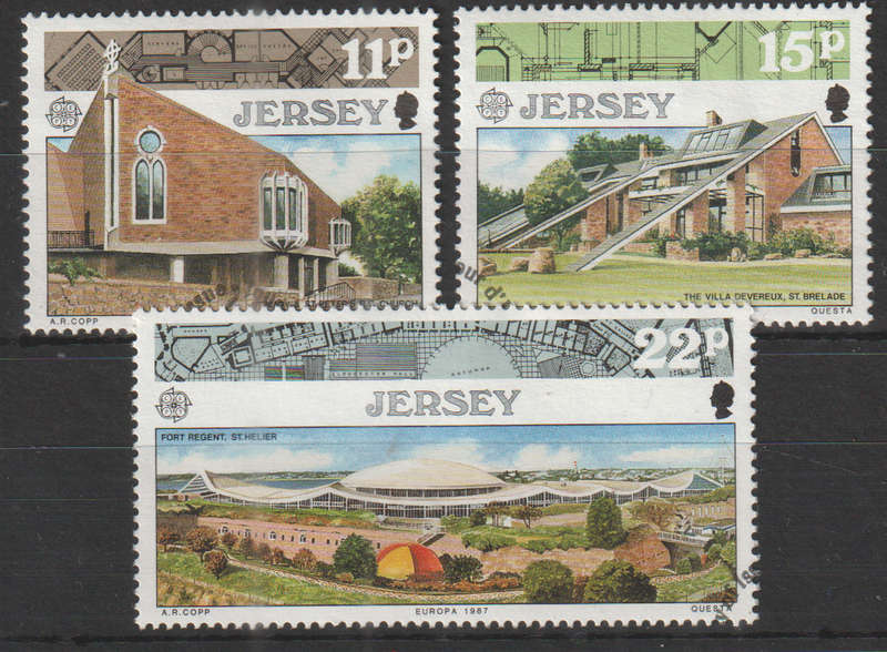 JERSEY 1987 EUROPA Stamps - Modern Architecture UNH SG 414-6