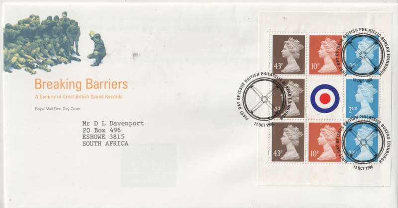 GB FDC 1998 BREAKING BARRIERS DX21
