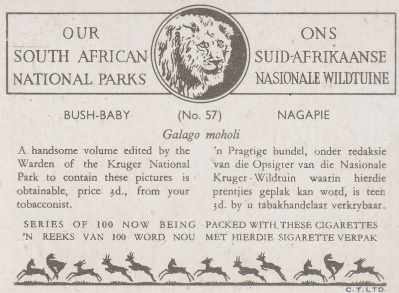 CIGARETTE CARD OUR SOUTH AFRICAN NATIONAL PARKS  NO 57