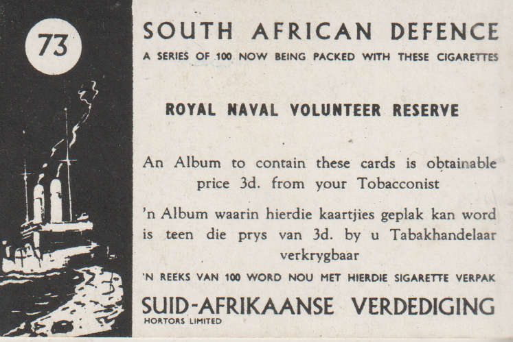 CIGARETTE CARD OUR SOUTH AFRICAN DEFENCE NO 73