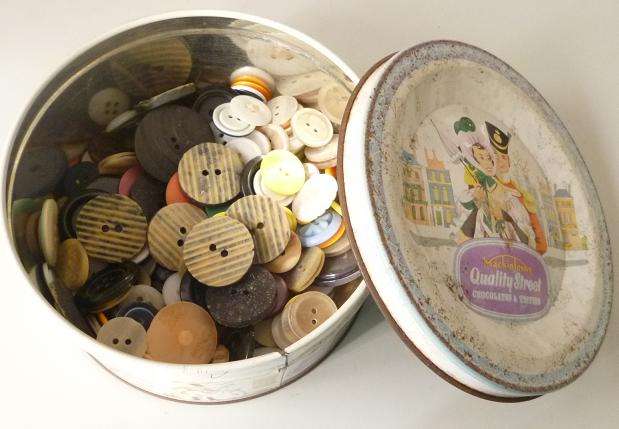 QUALITY STREET TIN WITH BUTTONS