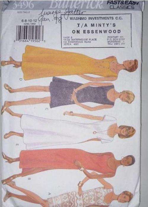 BUTTERICK PATTERN 3496