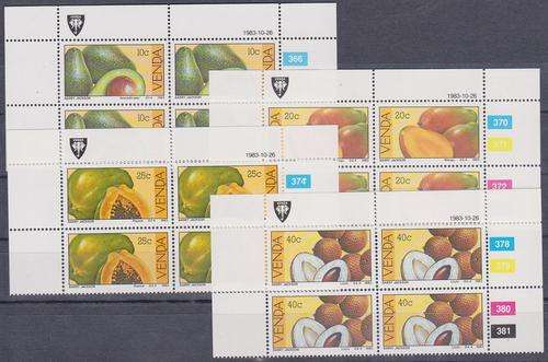 VENDA 1983 Fruits MNH CONTROL BLOCK SET