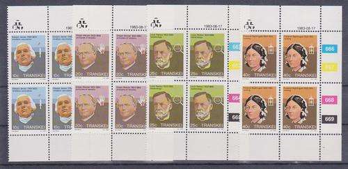 TRANSKEI 1983 Famous People of Medicine MNH CONTROL BLOCK SET