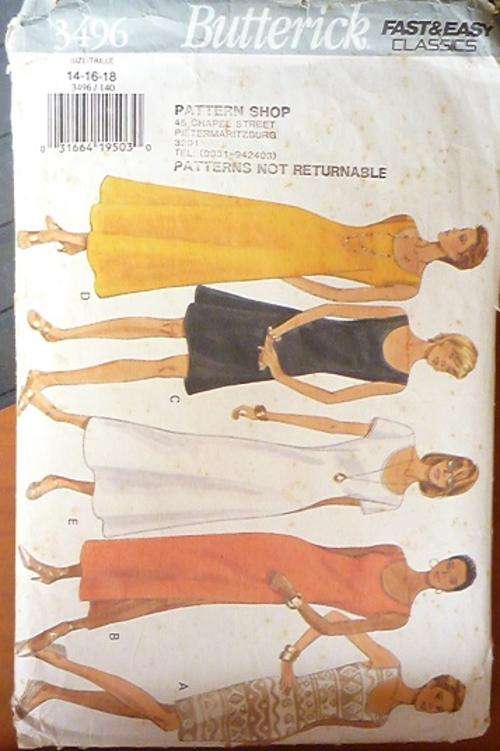 BUTTERICK PATTERN 3496 SIZE 14-18