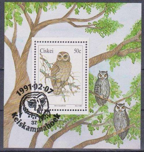 CISKEI 1991 Owls MINI SHEET CTO THEMATIC BIRDS