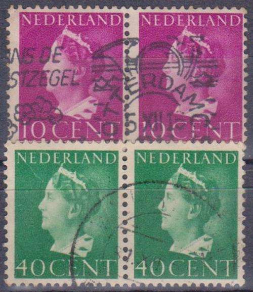 NEDERLAND 1940 Queen Wilhelmina 2X USED PAIRS