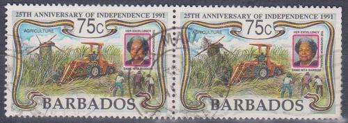 BARBADOS 1991 The 25th Anniversary of Independence USED PAIR CV R22