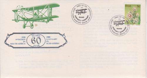 RSA FLIGHT COVER 60 YRS AVIATION IN SOUTH AFRICA 1980. CLEAN COVER