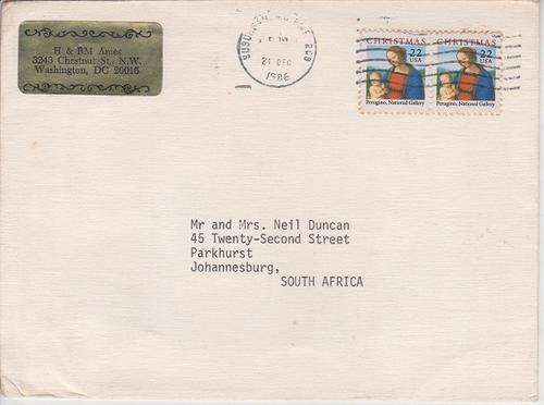 USA POSTAL ITEM WITH 2 CINDERELLA STAMPS ON BACK