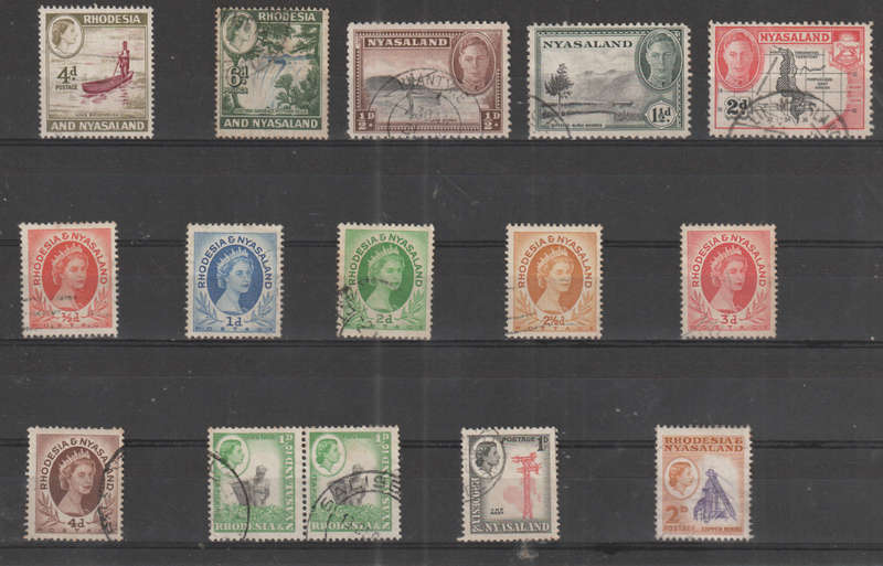 RHODESIA NYASALAND SELECTION BID PER STAMP TO TAKE ALL CARD EXCLUDED