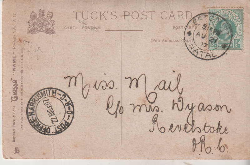 USED POST CARD 1907 NATAL