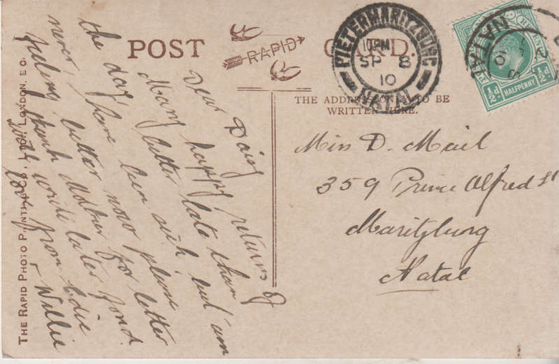 USED POST CARD 1910 NATAL