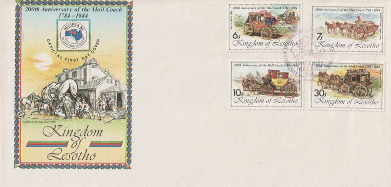LESOTHO FDC 1984 International Stamp Exhibition `AUSIPEX `84`SG 599-603