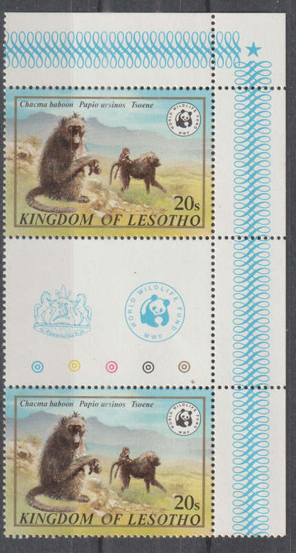 LESOTHO 1982 Worldwide Nature Protection - Endangered Animals UMM SG 468-72 GUTTER PAIRS