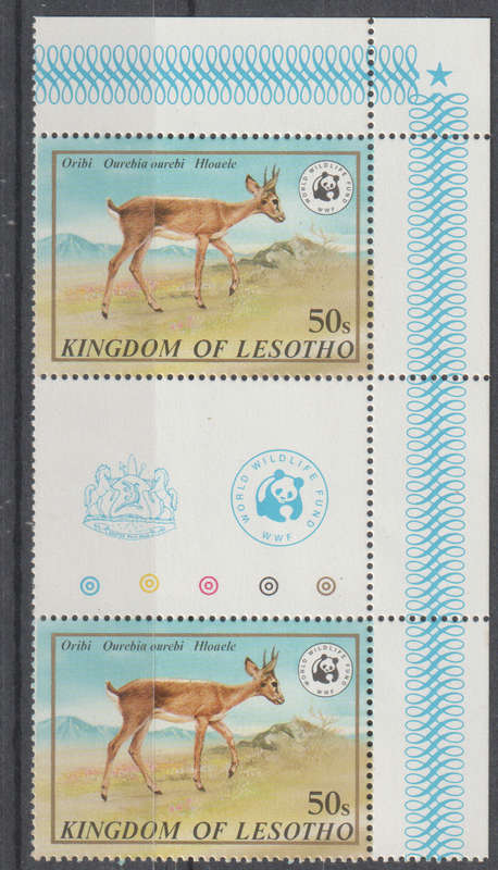 LESOTHO 1982 Worldwide Nature Protection - Endangered Animals UMM SG 468-72 GUTTER PAIRS