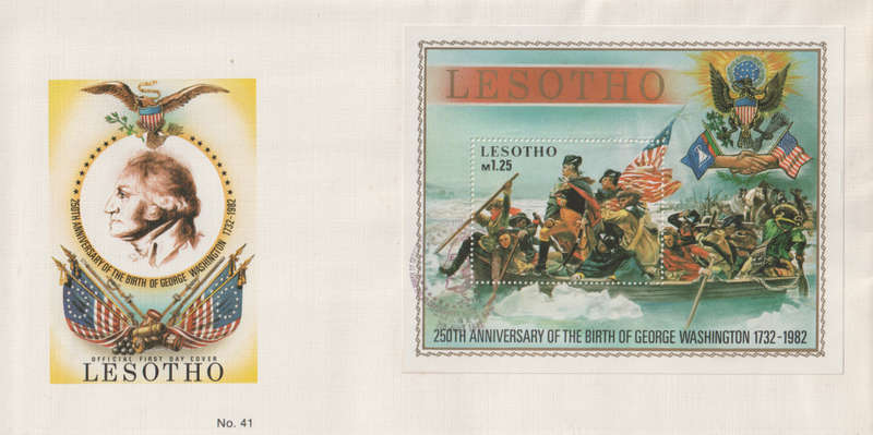 LESOTHO 1982 FDC 1982 The 250th Anniversary of the Birth of George Washington, 1732-1799 MINI SHEET