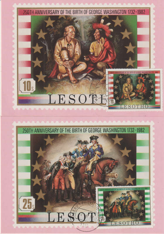 LESOTHO 1982 The 250th Anniversary of the Birth of George Washington, MAXI CARD POST CARD SET