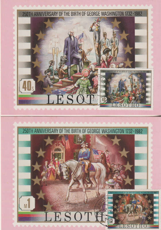 LESOTHO 1982 The 250th Anniversary of the Birth of George Washington, MAXI CARD POST CARD SET
