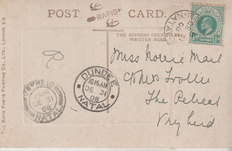 OLD USED POST CARD NATAL 1908