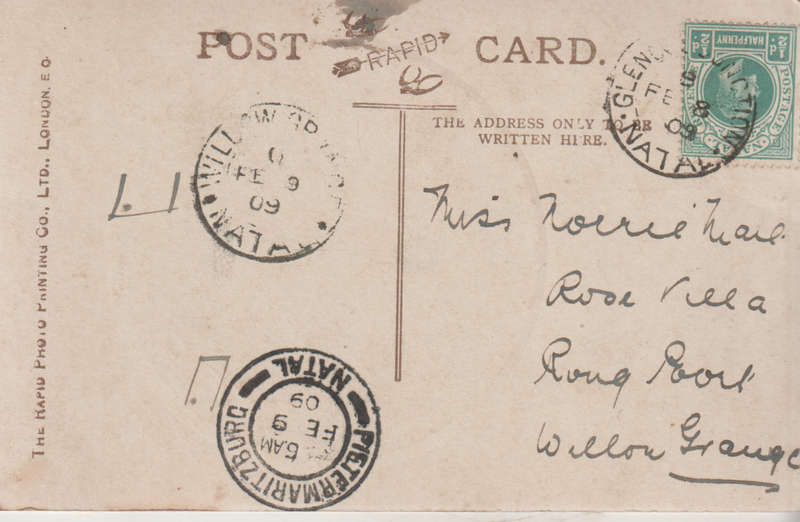 OLD USED POST CARD NATAL 1909