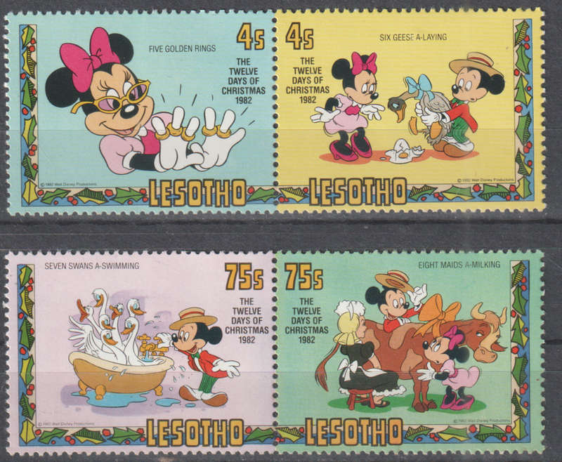 LESOTHO 1982 Christmas - Walt Disney Figures Presenting the Song UMM SG 523-30