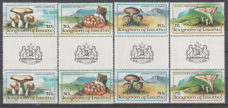 LESOTHO 1983 Fungi UMM SG 532-5 GUTTER PAIRS