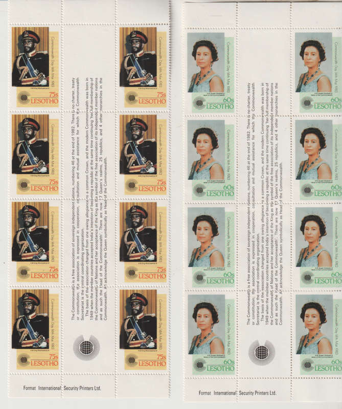 LESOTHO 1983 Commonwealth Day UMM SG 536-9 GUTTER STRIP